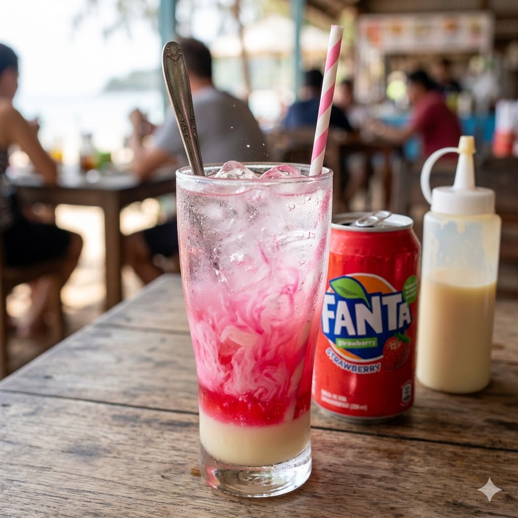 Soda Gembira dengan rasa cocopandan dan susu